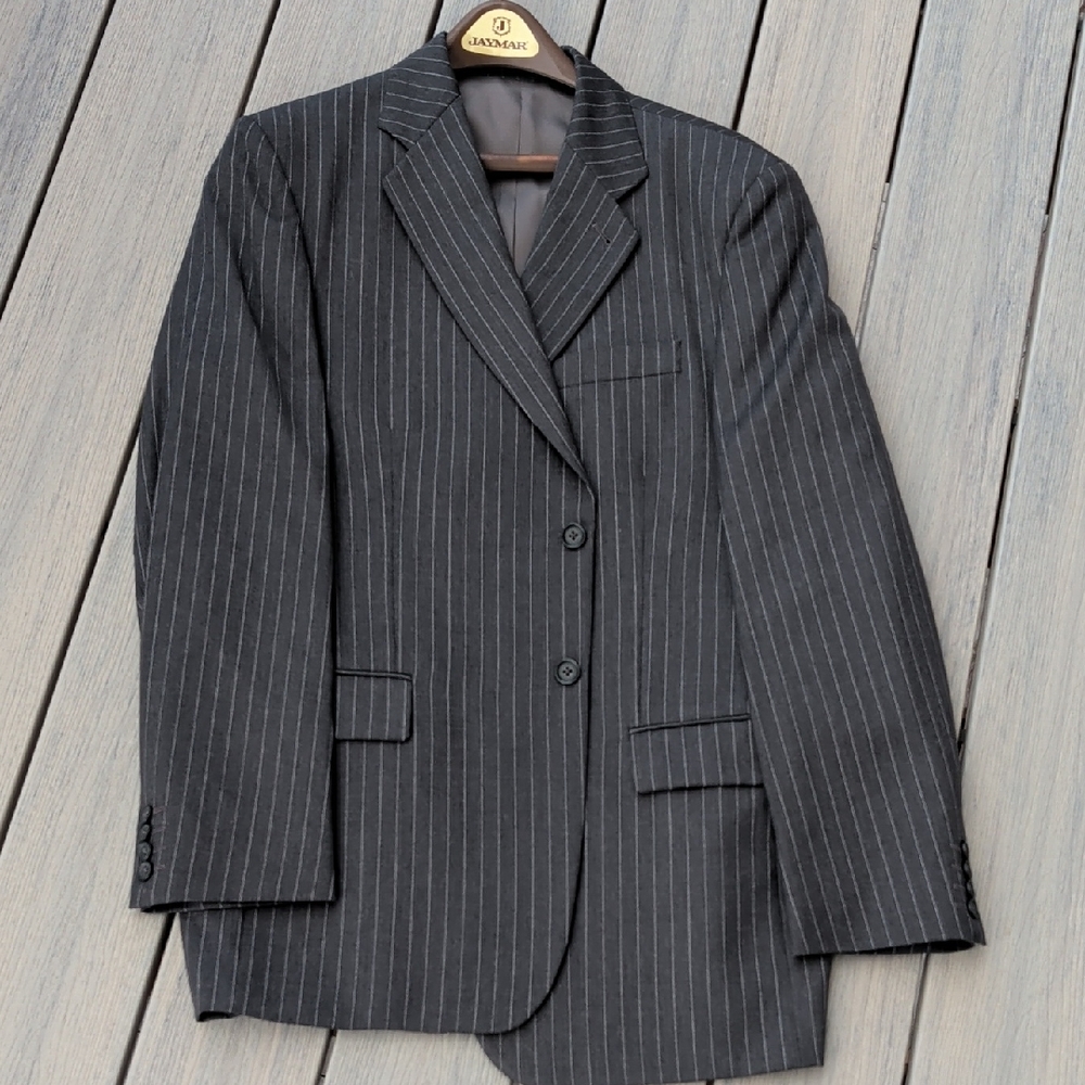 Men's Pinstripe Blazer - Black